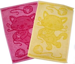 Dětský ručník Cat 30x50 cm | rozměr 30x50 cm, pink - růžový, rozměr 30x50 cm, yellow - žlutý