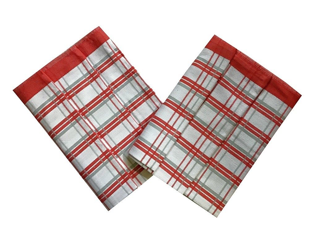 Extra savé bavlněné utěrky kárované v červené barvě Svitap