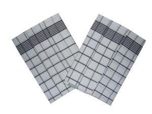 Kuchyňská kvalitní utěrka Negativ z egyptské bavlny v barvě bílá/černá, | rozměr 50x70 cm.