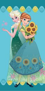 Anna a Elsa, oblíbené u dětí na kvalitní plážové osušce Frozen Flower,  | rozměr 70x140 cm.