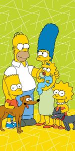 Osuška Simpsons family green 02  | rozměr 70x140 cm.
