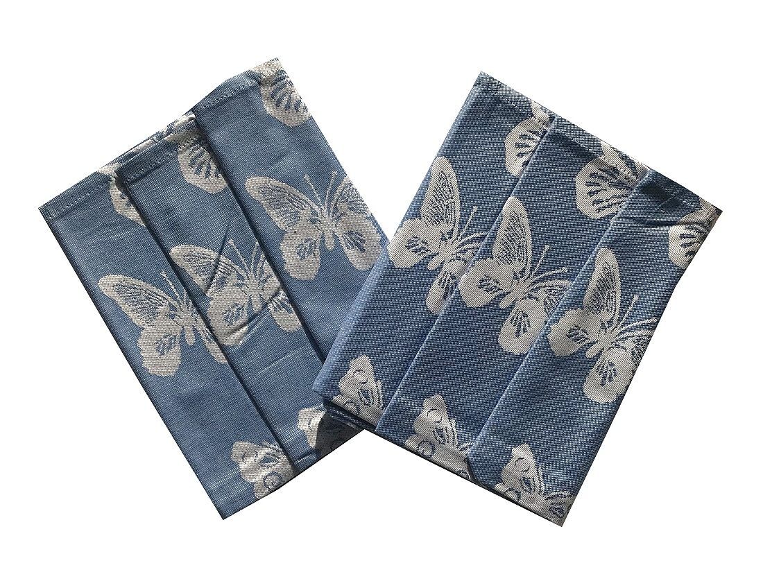 Bavlněná utěrka extra savá s motýly v modré barvě Svitap