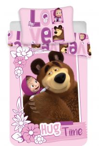 Disney povlečení do postýlky Máša a medvěd "Love" baby | 100x135, 40x60 cm