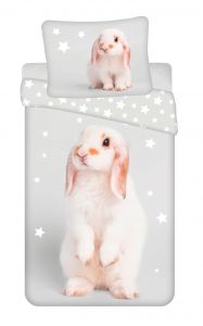 Bavlněné dětské povlečení s oblíbeným králíkem Bunny "Grey" | 140x200, 70x90 cm