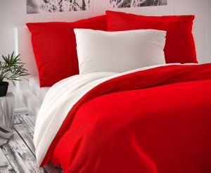 Krásné saténové povlečení LUXURY COLLECTION - červené/bílé, | 140x200, 70x90 cm