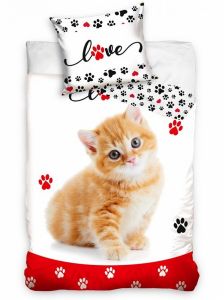 Bavlněné povlečení fototisk Zamilovaná kočička | 140x200, 70x90 cm