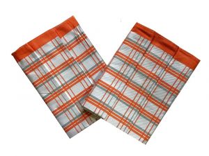 Extra savé bavlněné utěrky kárované v oranžové barvě | rozměr 50x70 cm.