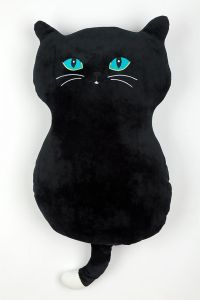 Polštářek mikrospandex Kočka černá | 50x30 cm
