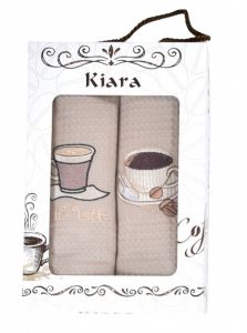 Dárková sada utěrek Kiara Cafe Latte béžová | 50x70 cm 2 ks