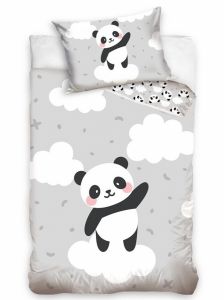 Povlečení bavlna do postýlky Panda na obláčku | 100x135, 40x60 cm