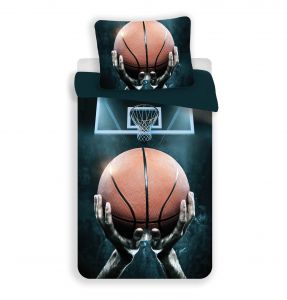 Moderní bavlněné povlečení v tmavých barvách s basketbalovým motivem, | 140x200, 70x90 cm